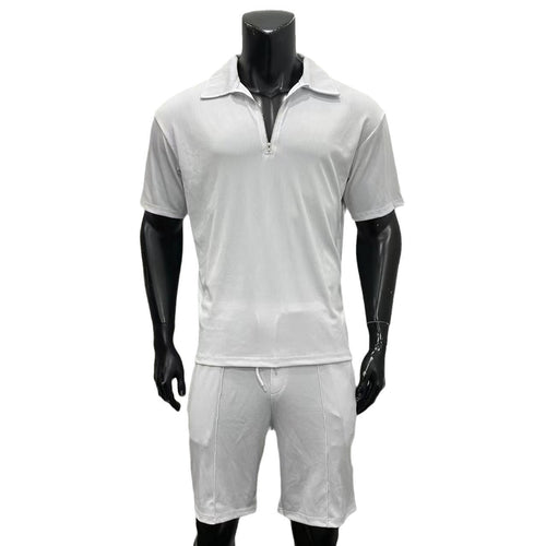 Summer Fashion Mens Clothing  Men's Suits New Zipper Polo Casual Short