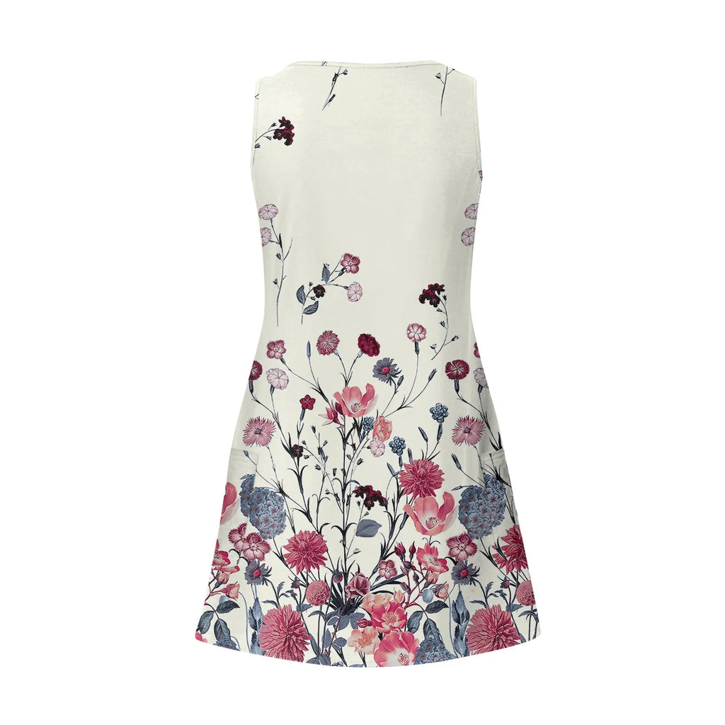 Dresses For Women 2024 Fashion Women'S Casual Print Summer Bohemian Beach Dress With Pockets V Neck Tank Dress Formal Dresses