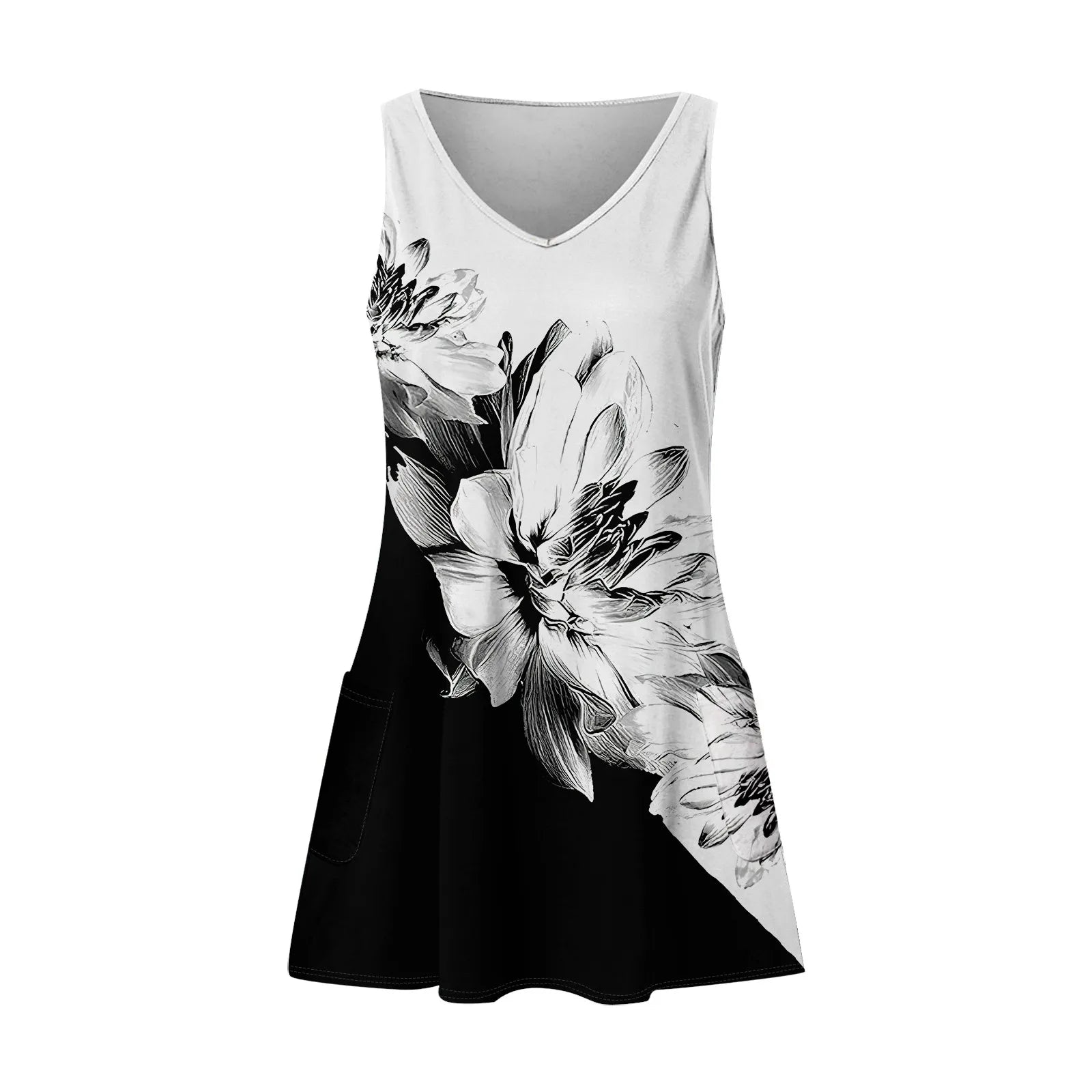 Dresses For Women 2024 Fashion Women'S Casual Print Summer Bohemian Beach Dress With Pockets V Neck Tank Dress Formal Dresses