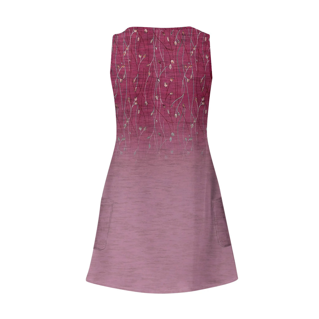 Dresses For Women 2024 Fashion Women'S Casual Print Summer Bohemian Beach Dress With Pockets V Neck Tank Dress Formal Dresses