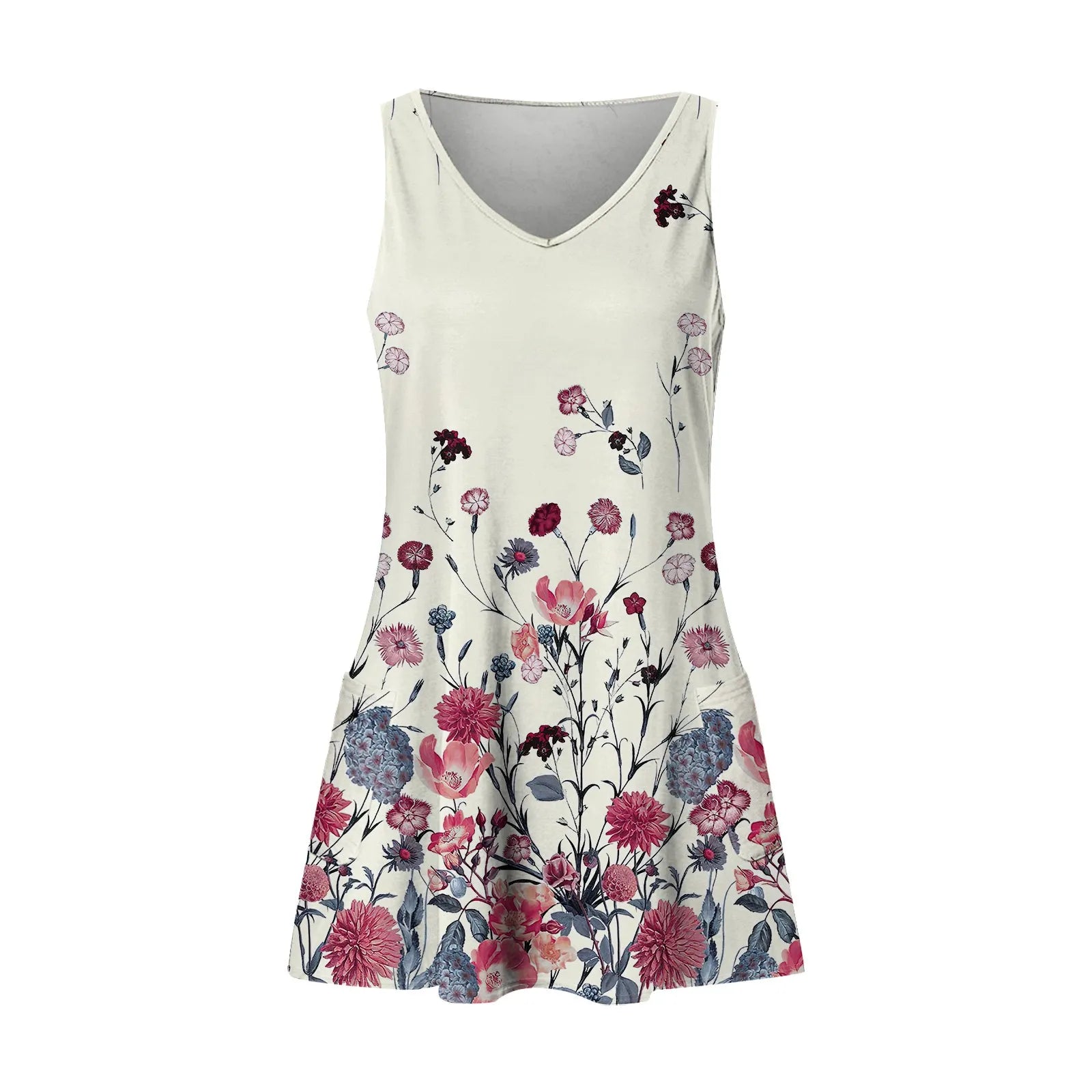 Dresses For Women 2024 Fashion Women'S Casual Print Summer Bohemian Beach Dress With Pockets V Neck Tank Dress Formal Dresses