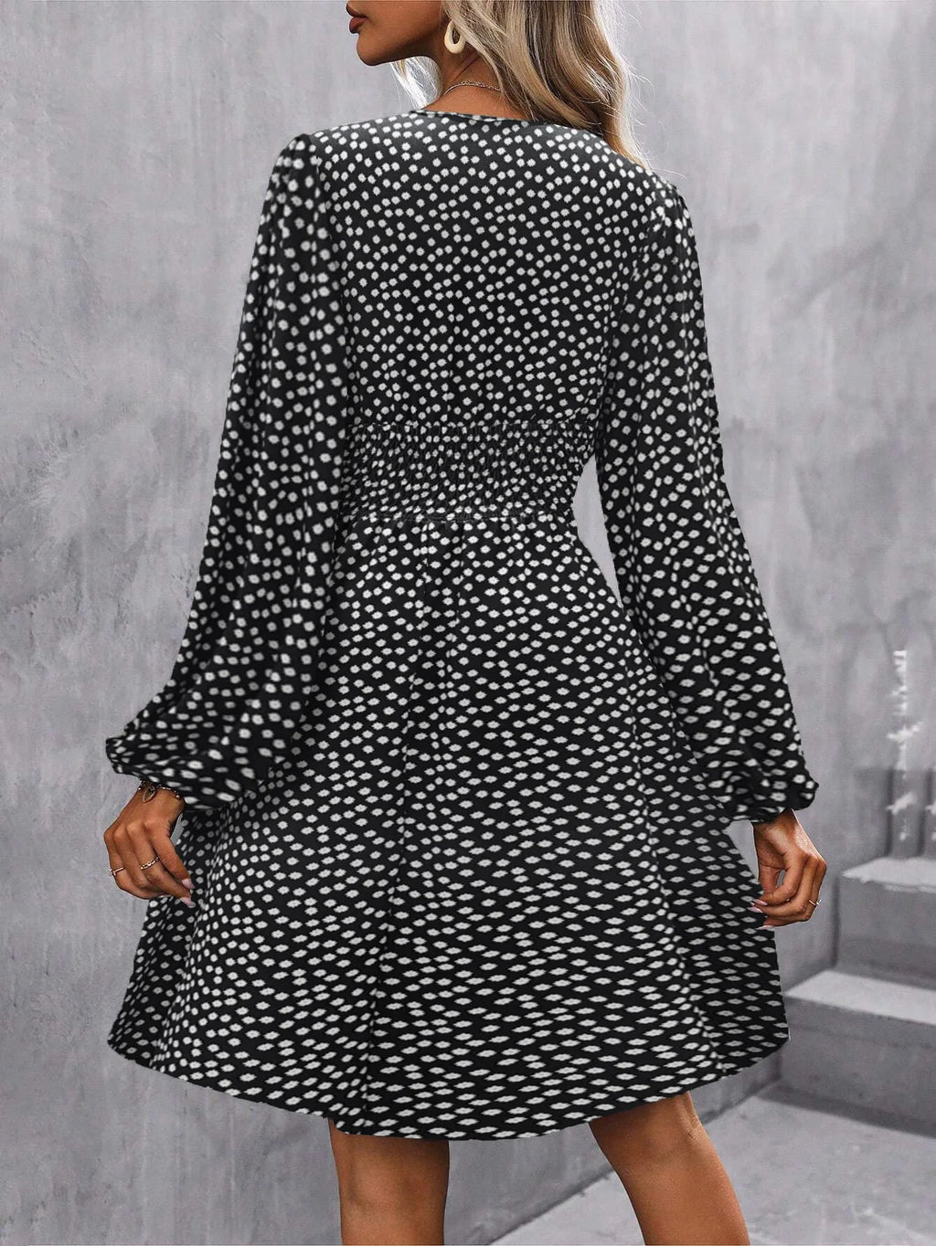 Dresses 2025 Woman Clothing V Neck Lantern Sleeve Wrap Mini Dress Ruched Waist Flowy Hem Elegant for Autumn and Party Styles ﻿