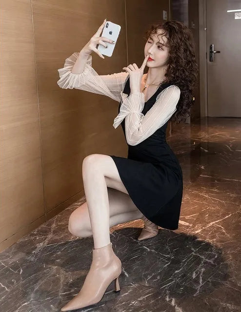 Dresses For Women Party Evening A Line Curvy One Pieces Beach New Features Of Elegant Luxury Prom Mesh Woman Long Sleeve Dress