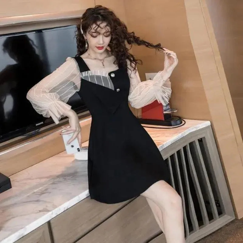 Dresses For Women Party Evening A Line Curvy One Pieces Beach New Features Of Elegant Luxury Prom Mesh Woman Long Sleeve Dress